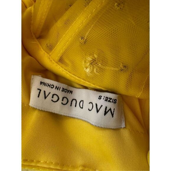 NWT MAC DUGGAL Yellow Spaghetti Strap Beaded Sheer Bodice Gown with Slit Size Sm - Picture 13 of 16